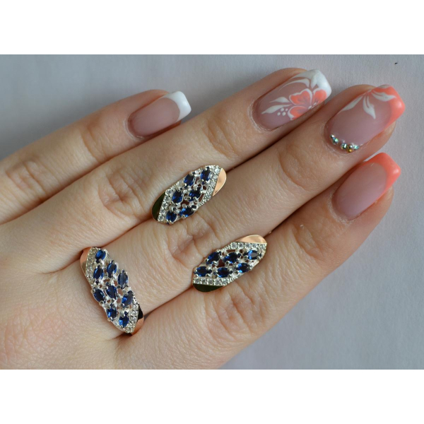 Серебряный набор с золотыми пластинами (116)