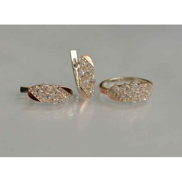 Серебряный набор с золотыми пластинами (116)