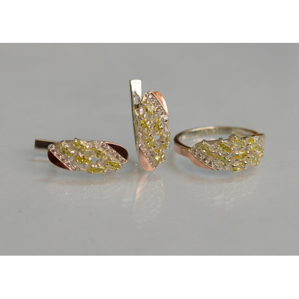 Серебряный набор с золотыми пластинами (116)