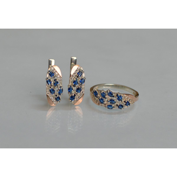 Серебряный набор с золотыми пластинами (116)