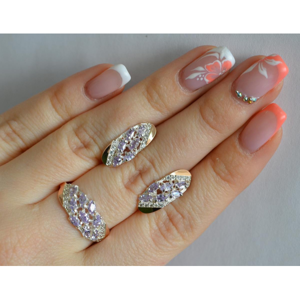 Серебряный набор с золотыми пластинами (116)