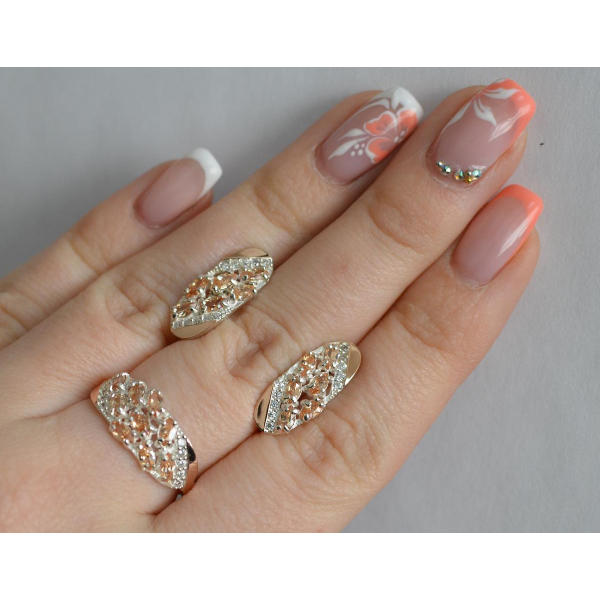 Серебряный набор с золотыми пластинами (116)