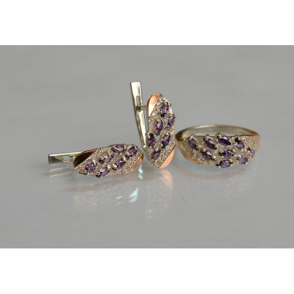 Серебряный набор с золотыми пластинами (116)