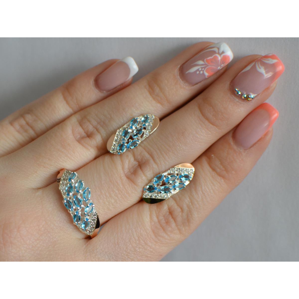 Серебряный набор с золотыми пластинами (116)