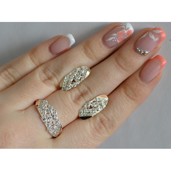 Серебряный набор с золотыми пластинами (116)