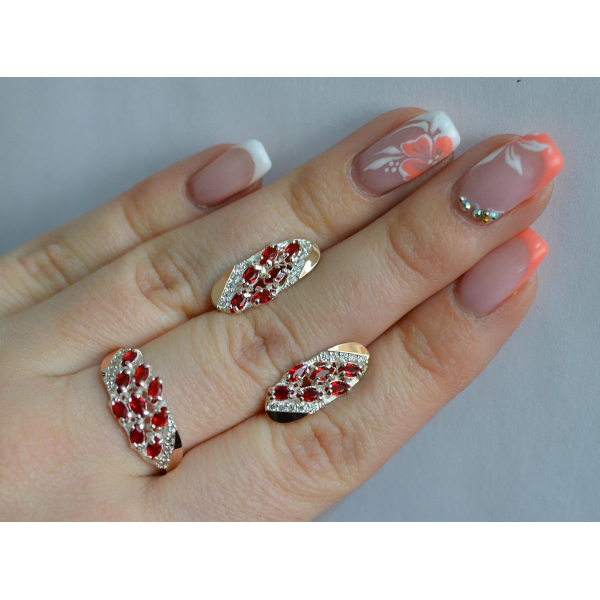 Серебряный набор с золотыми пластинами (116)