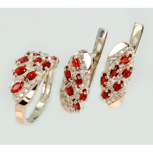 Серебряный набор с золотыми пластинами