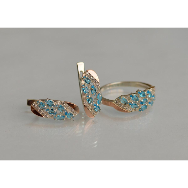 Серебряный набор с золотыми пластинами (116)