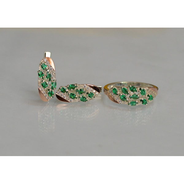 Серебряный набор с золотыми пластинами (116)