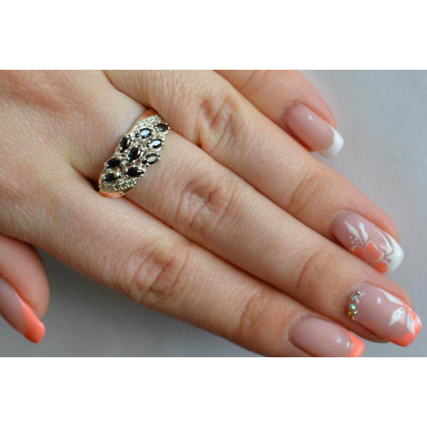 Серебряное кольцо с золотыми пластинами (116к)