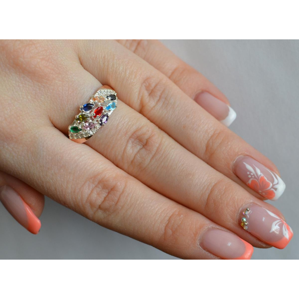 Серебряное кольцо с золотыми пластинами (116к)