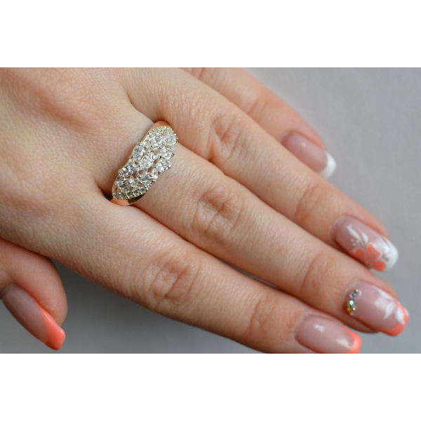 Серебряное кольцо с золотыми пластинами (116к)