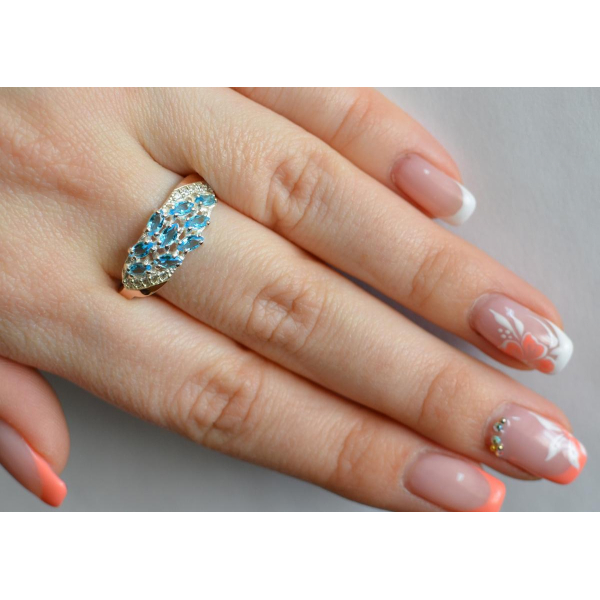 Серебряное кольцо с золотыми пластинами (116к)