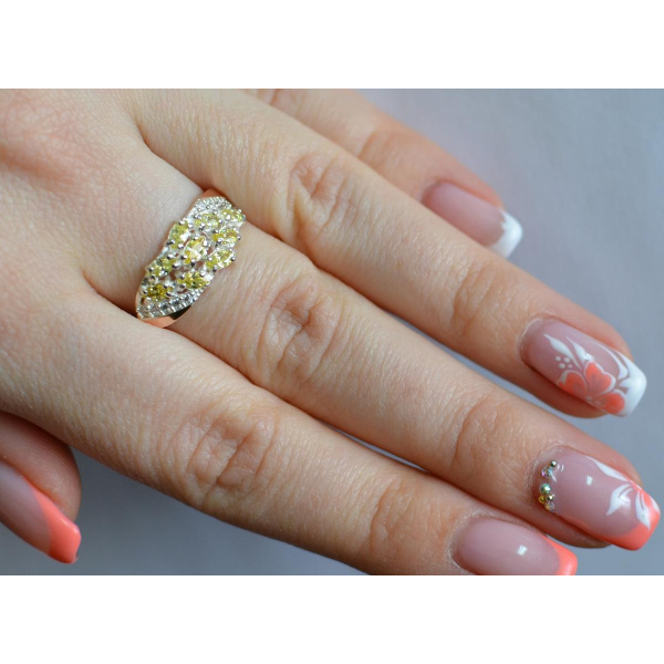 Серебряное кольцо с золотыми пластинами (116к)