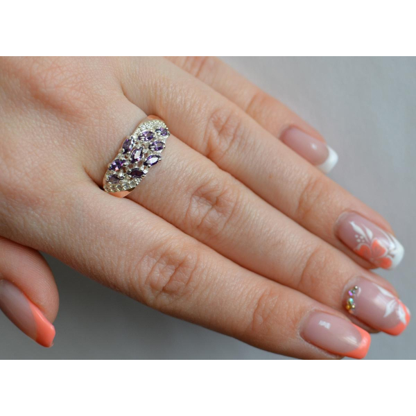 Серебряное кольцо с золотыми пластинами (116к)