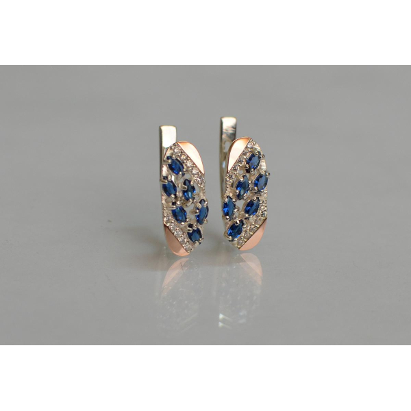 Серебряные серьги с золотыми пластинами (116с)