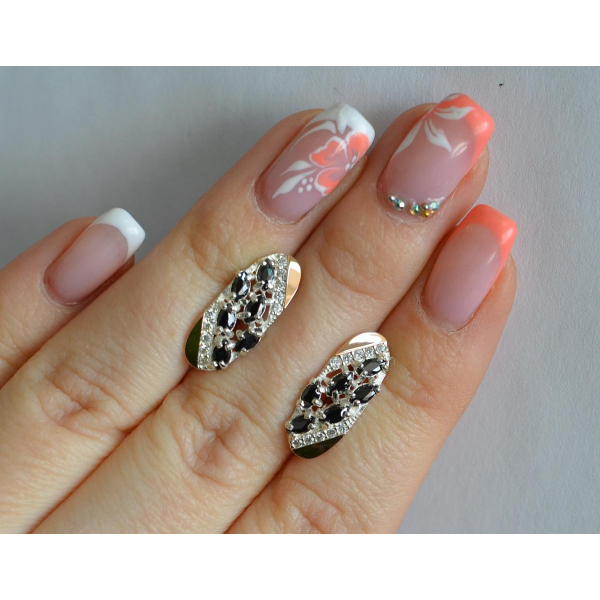 Серебряные серьги с золотыми пластинами (116с)