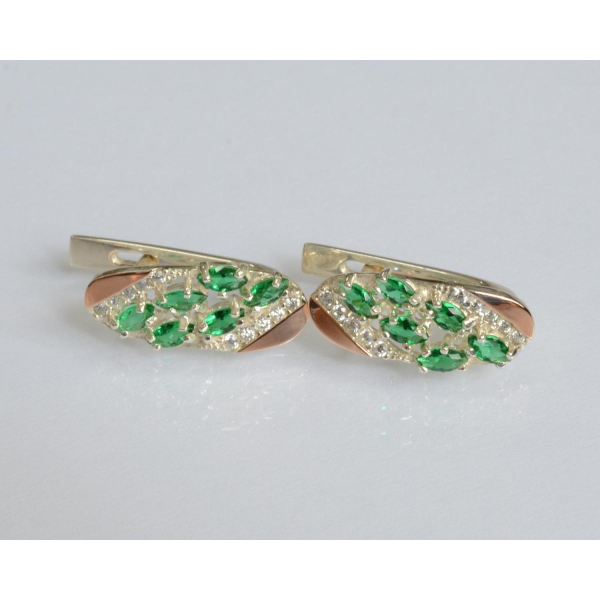 Серебряные серьги с золотыми пластинами (116с)