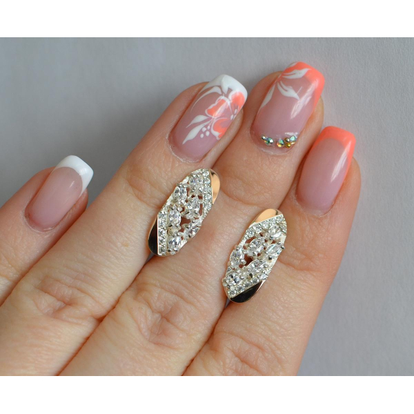 Серебряные серьги с золотыми пластинами (116с)