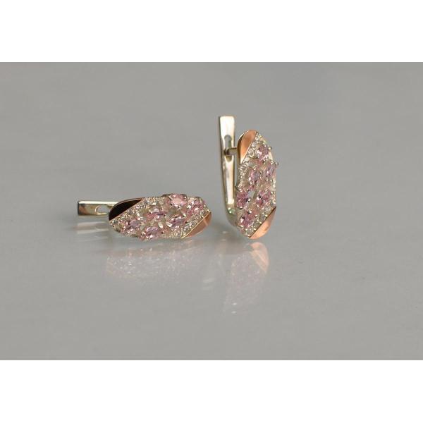 Серебряные серьги с золотыми пластинами (116с)