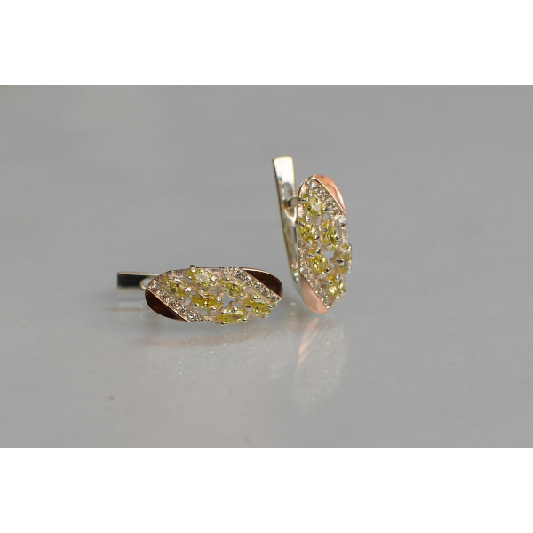 Серебряные серьги с золотыми пластинами (116с)