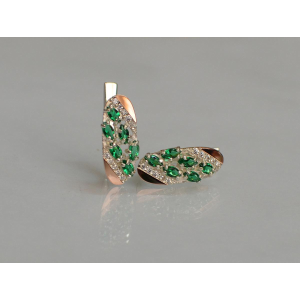 Серебряные серьги с золотыми пластинами (116с)