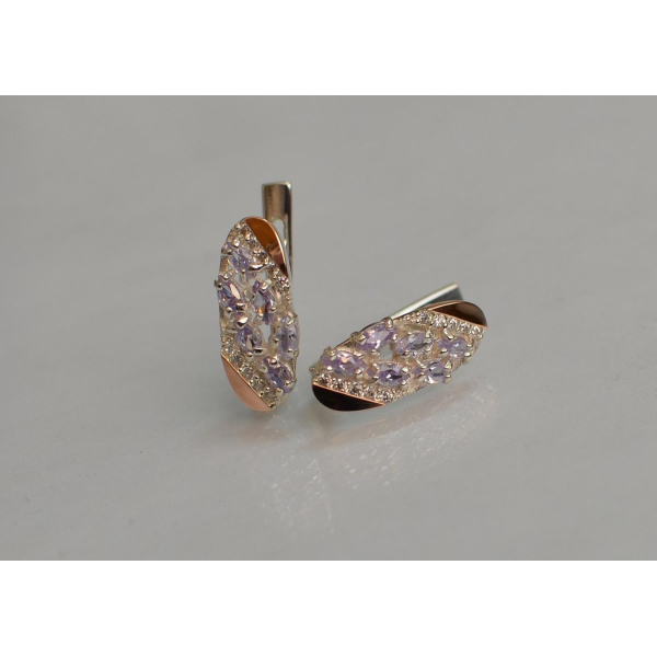 Серебряные серьги с золотыми пластинами (116с)