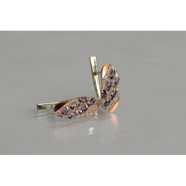 Серебряные серьги с золотыми пластинами (116с)