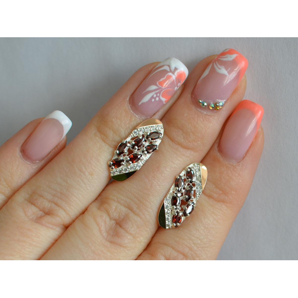 Серебряные серьги с золотыми пластинами (116с)