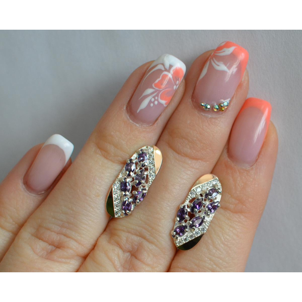 Серебряные серьги с золотыми пластинами (116с)