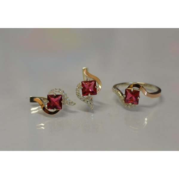 Серебряный набор с золотыми накладками (118)