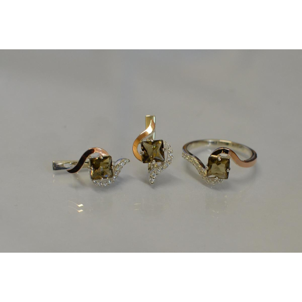 Серебряный набор с золотыми накладками (118)