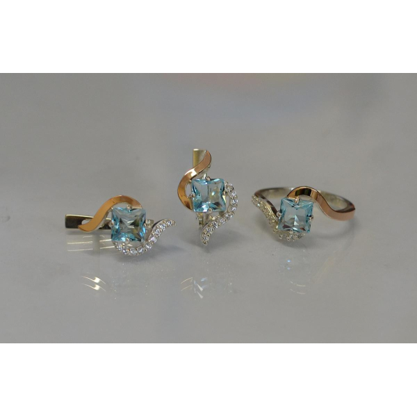 Серебряный набор с золотыми накладками (118)