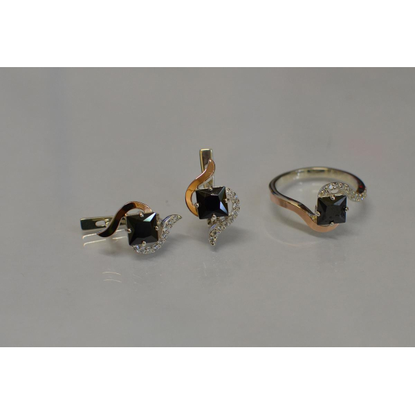 Серебряный набор с золотыми накладками (118)