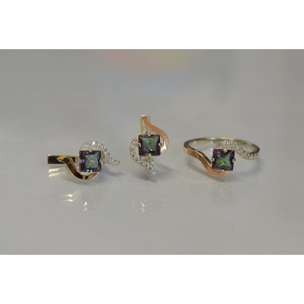 Серебряный набор с золотыми накладками (118)