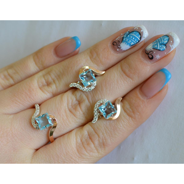 Серебряный набор с золотыми накладками (118)