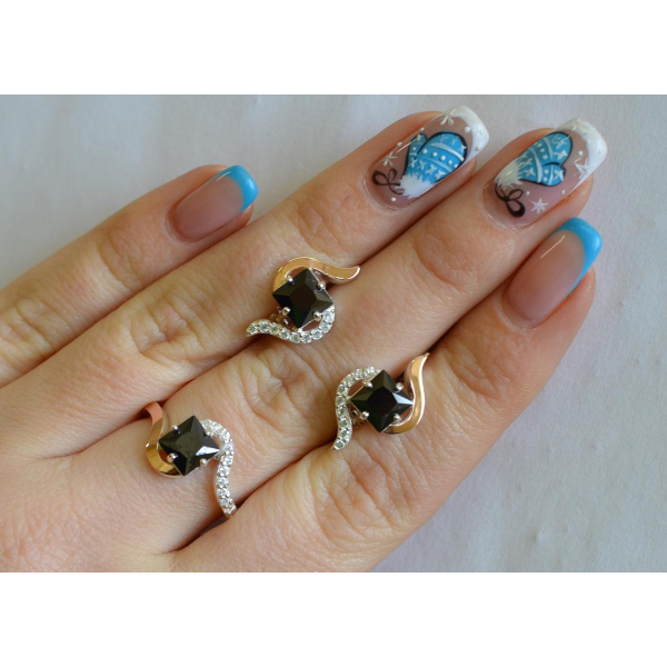 Серебряный набор с золотыми накладками (118)