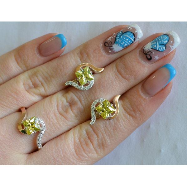 Серебряный набор с золотыми накладками (118)