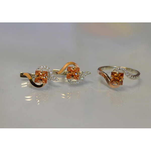 Серебряный набор с золотыми накладками (118)