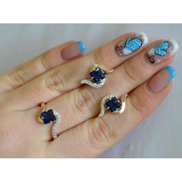 Серебряный набор с золотыми накладками (118)