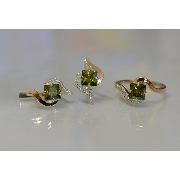 Серебряный набор с золотыми накладками (118)