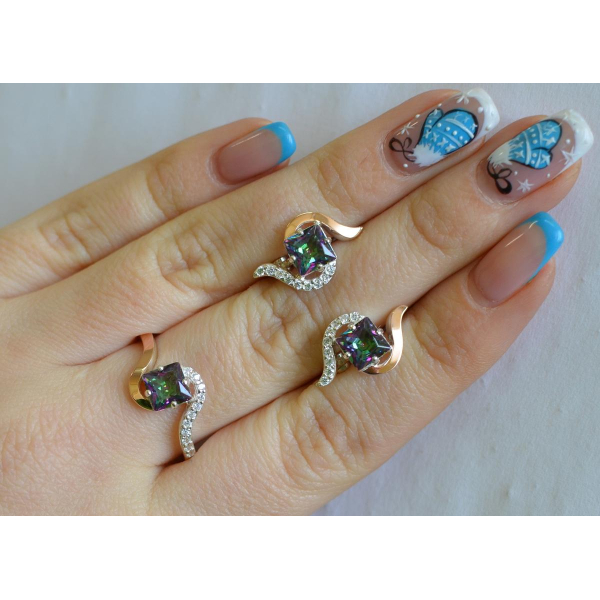 Серебряный набор с золотыми накладками (118)