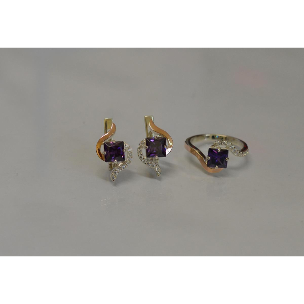 Серебряный набор с золотыми накладками (118)