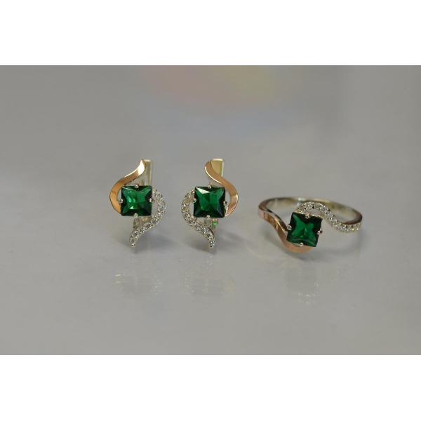 Серебряный набор с золотыми накладками (118)