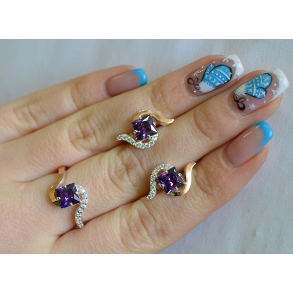 Серебряный набор с золотыми накладками (118)