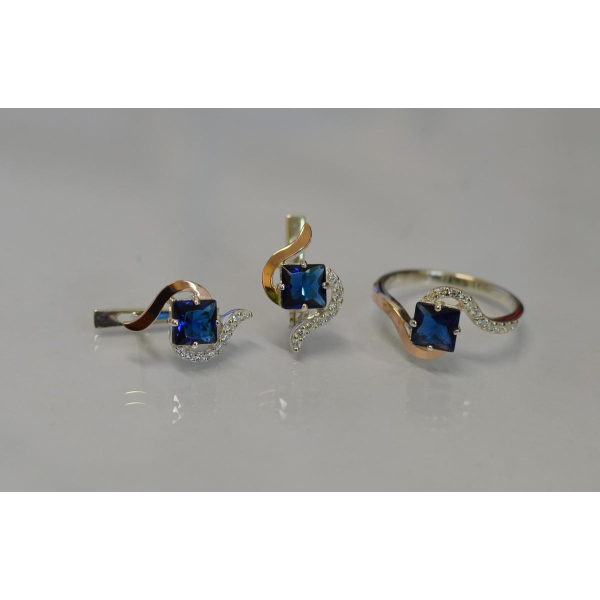 Серебряный набор с золотыми накладками (118)