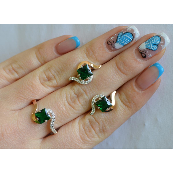 Серебряный набор с золотыми накладками (118)