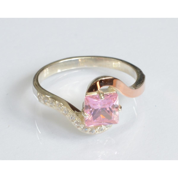 Серебряное кольцо с золотыми накладками (118к)