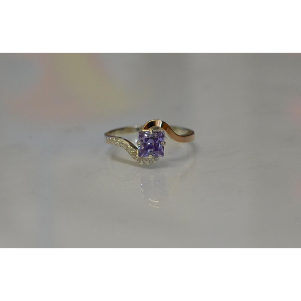 Серебряное кольцо с золотыми накладками (118к)