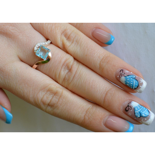 Серебряное кольцо с золотыми накладками (118к)